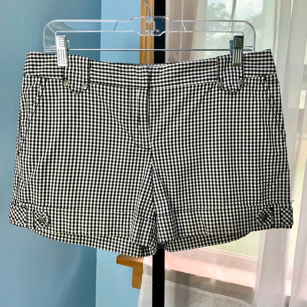 LOFT Black and White Gingham Shorts Size 6